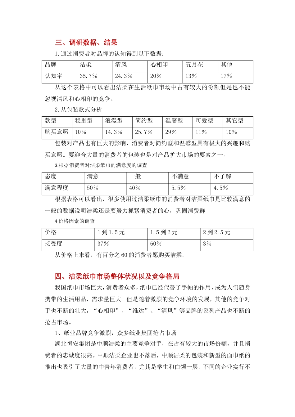 洁柔纸巾市场调查报告.doc_第3页