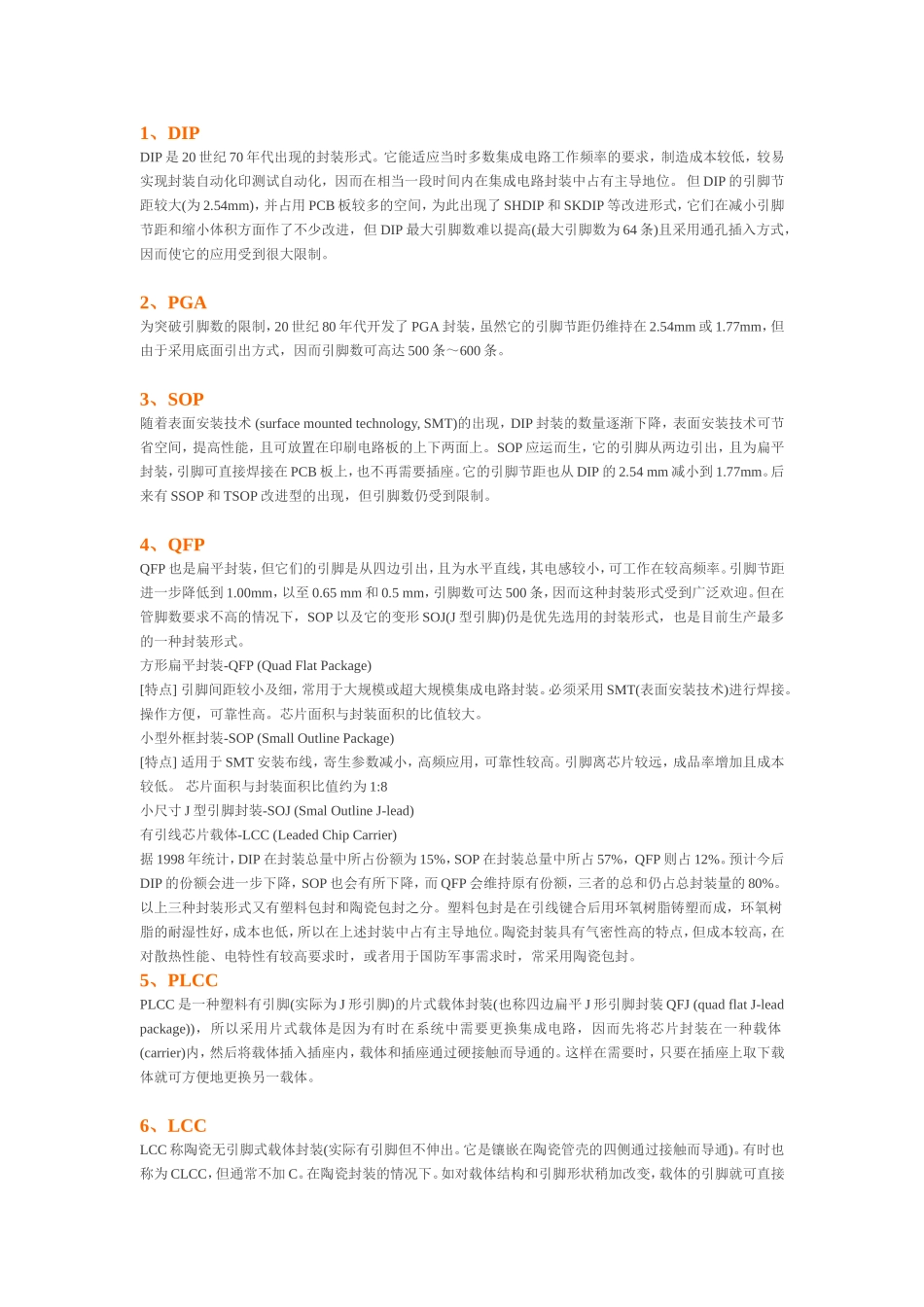 芯片封装类型(搜集整理各种芯片封装的介绍及运用).doc_第1页