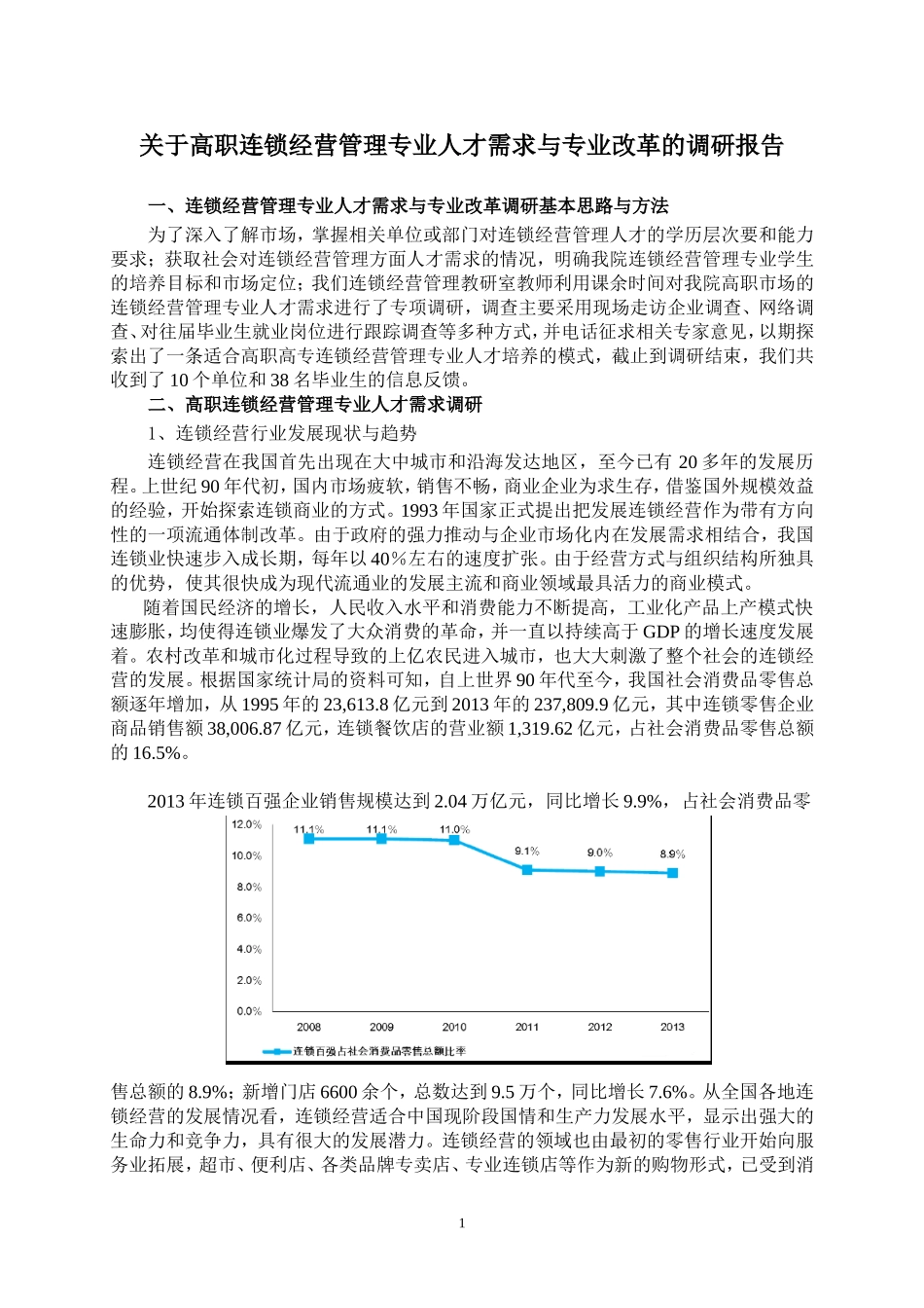 连锁经营管理专业调研报告.doc_第1页