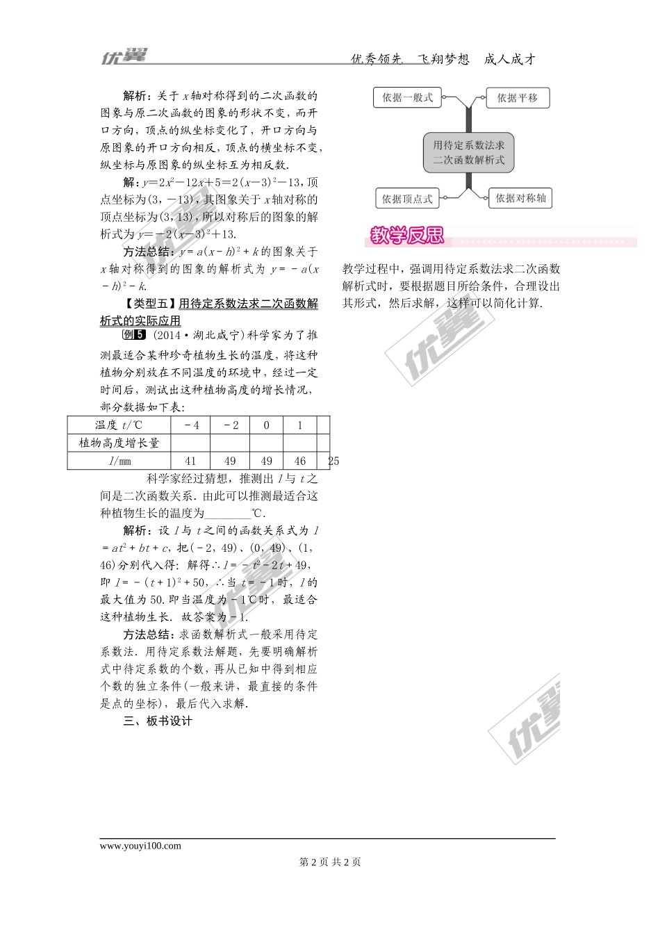 22.1.4第2课时用待定系数法求二次函数的解析式.doc_第2页