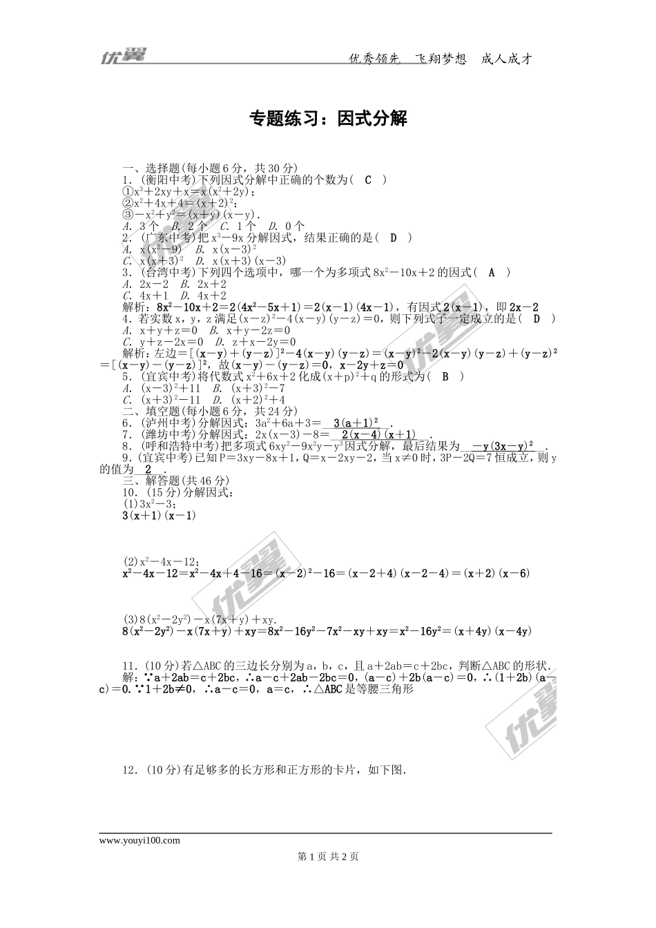 专题练习：因式分解.doc_第1页