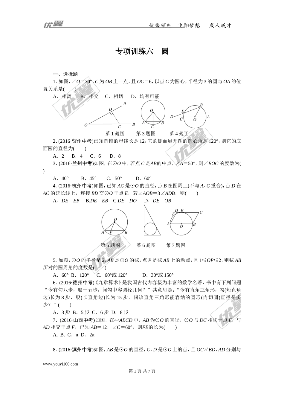 专项训练六　圆.doc_第1页