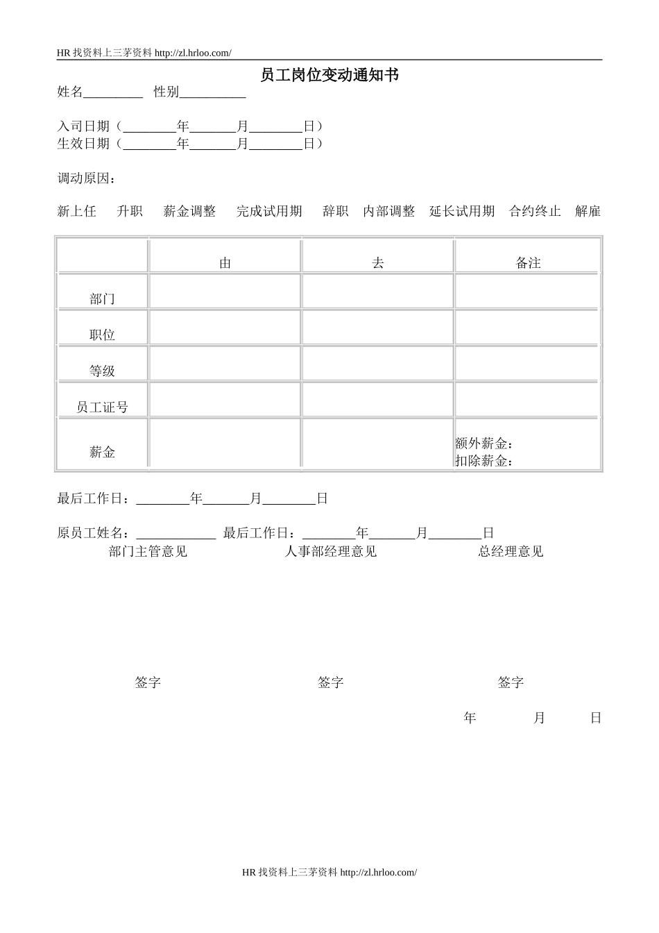 员工岗位变动通知书.doc_第1页