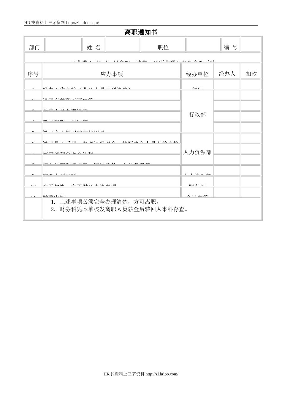 离职通知书.doc_第1页