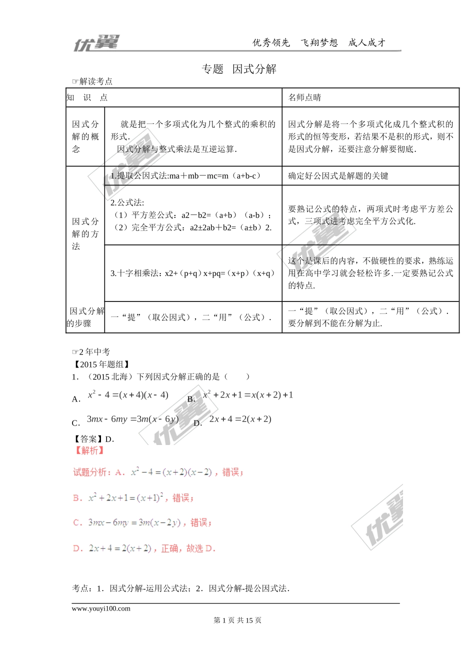 专题复习：因式分解.doc_第1页