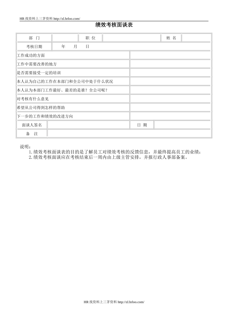 绩效考核面谈表.doc_第1页