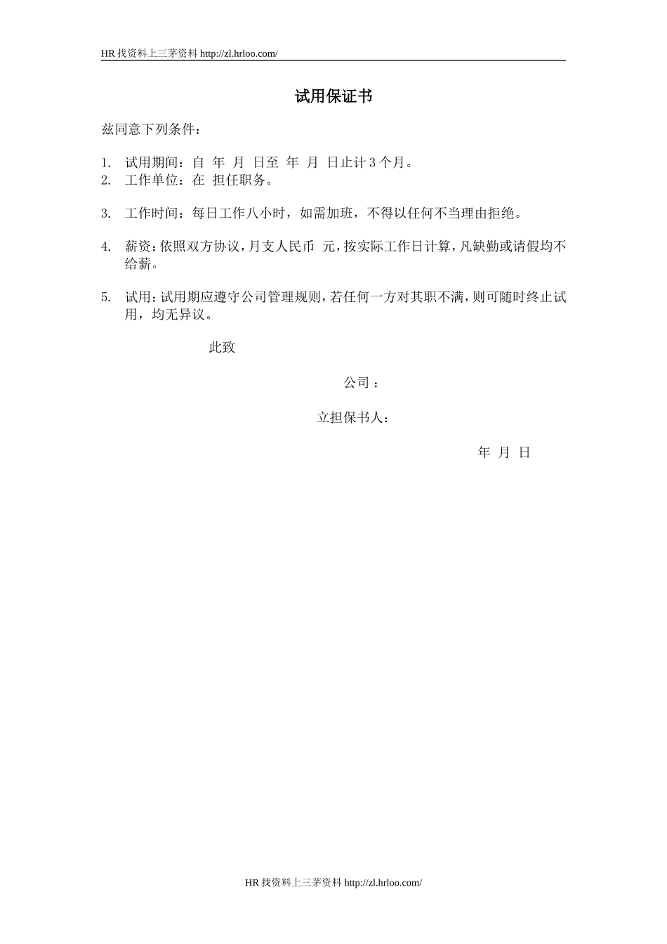 试用保证书.doc_第1页