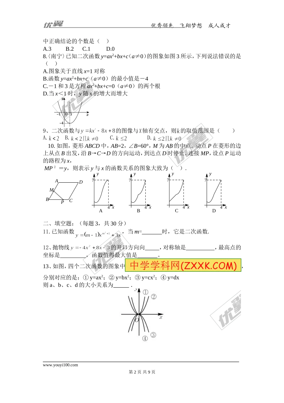 第22章二次函数单元检测题.doc_第2页