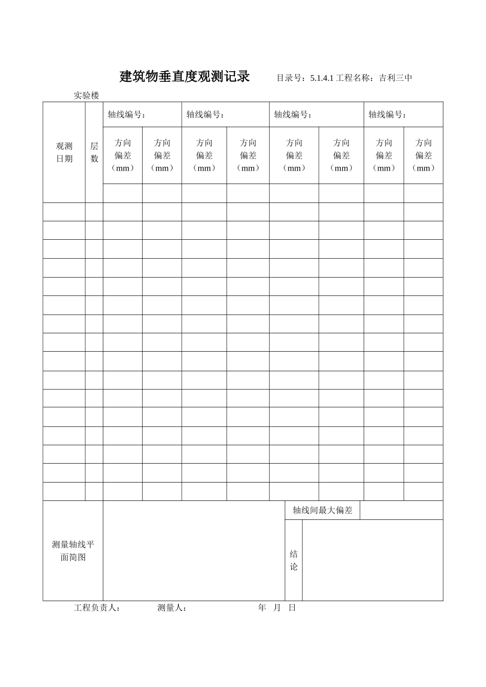5.1.4.1建筑物垂直度观测记录.doc_第1页