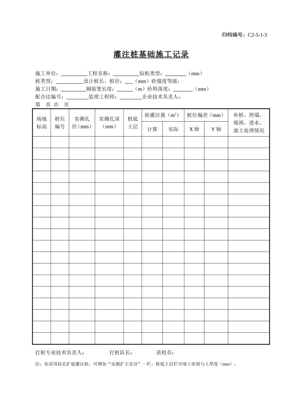 C2-5-1-3灌注桩基础施工记录.doc_第1页