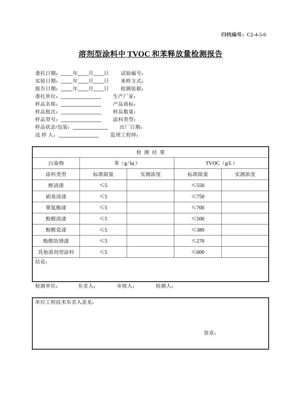 C2-4-5-6溶剂型涂料中TVCO和苯释放量检测报告.doc_第1页