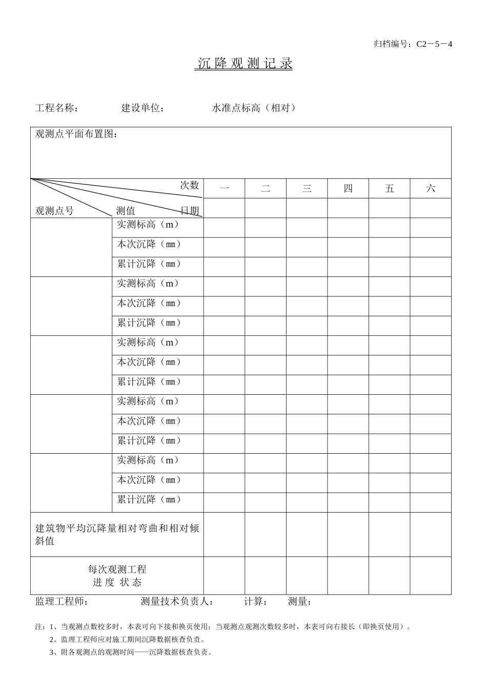 18、沉 降 观 测 记 录.doc_第1页