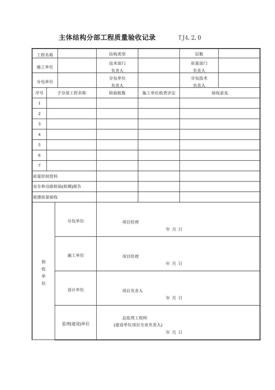 主体结构分部工程质量验收记录.doc_第1页