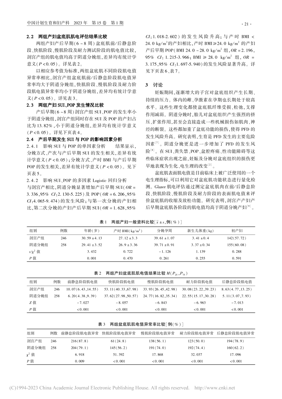 足月分娩产妇产后早期盆底功能状况分析_乔庆.pdf_第3页