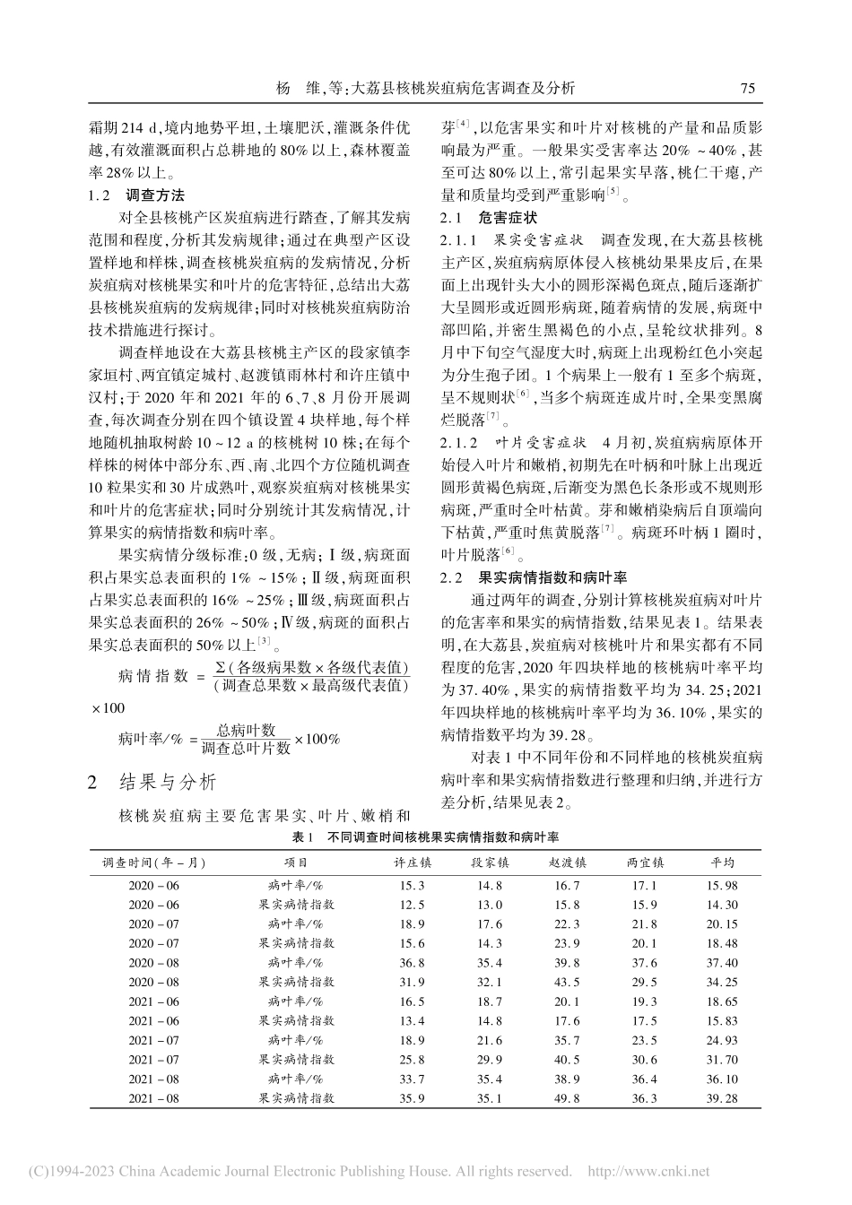 大荔县核桃炭疽病危害调查及分析_杨维.pdf_第2页