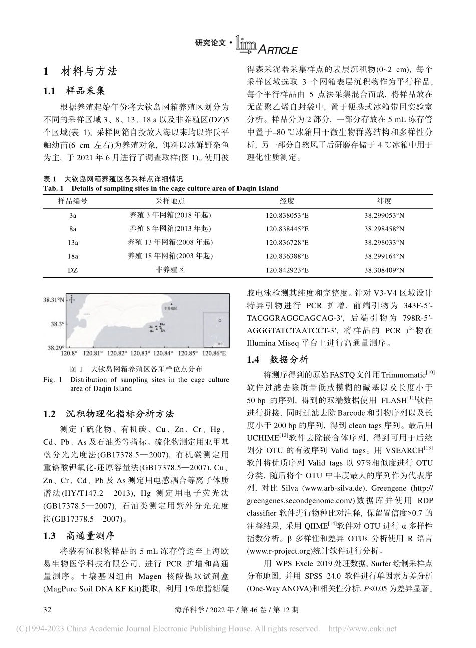 大钦岛不同养殖年限深水网箱沉积物微生物群落结构分析_解维俊.pdf_第2页