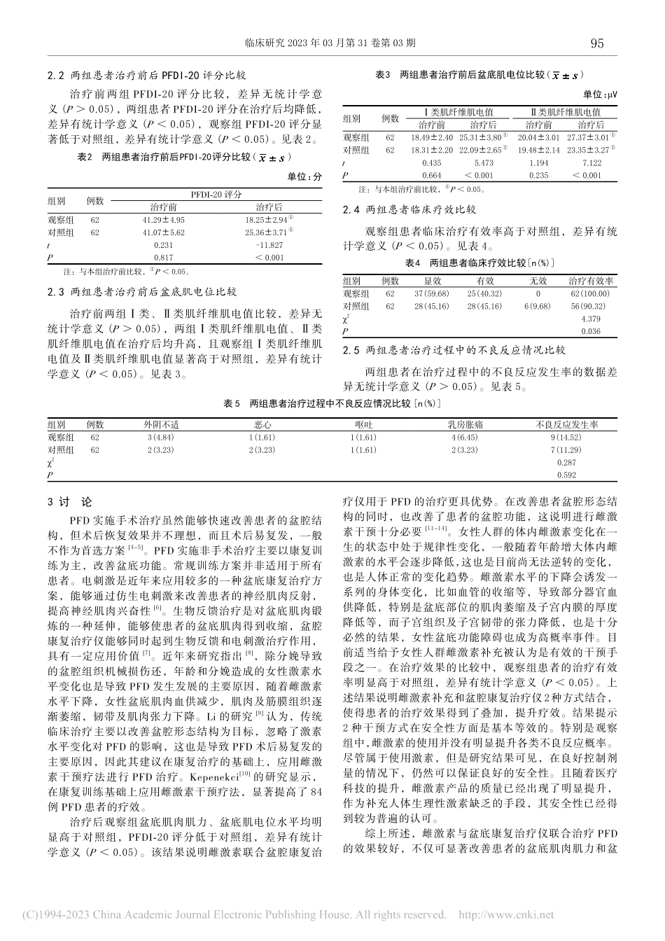 雌激素联合盆底康复治疗仪用...女性盆底功能障碍的效果评价_朱明真.pdf_第3页