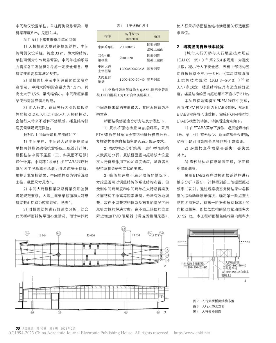 大跨度钢结构人行天桥舒适度分析_赵勇.pdf_第2页