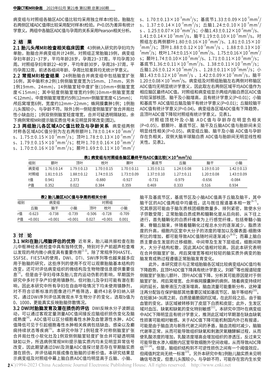 磁共振弥散加权成像对孕中晚期胎脑及其病变的诊断评估_陈芳芳.pdf_第2页