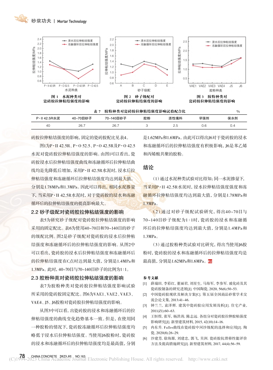 瓷砖胶浸水和冻融循环后的拉伸粘结强度影响因素研究_赵伦.pdf_第3页