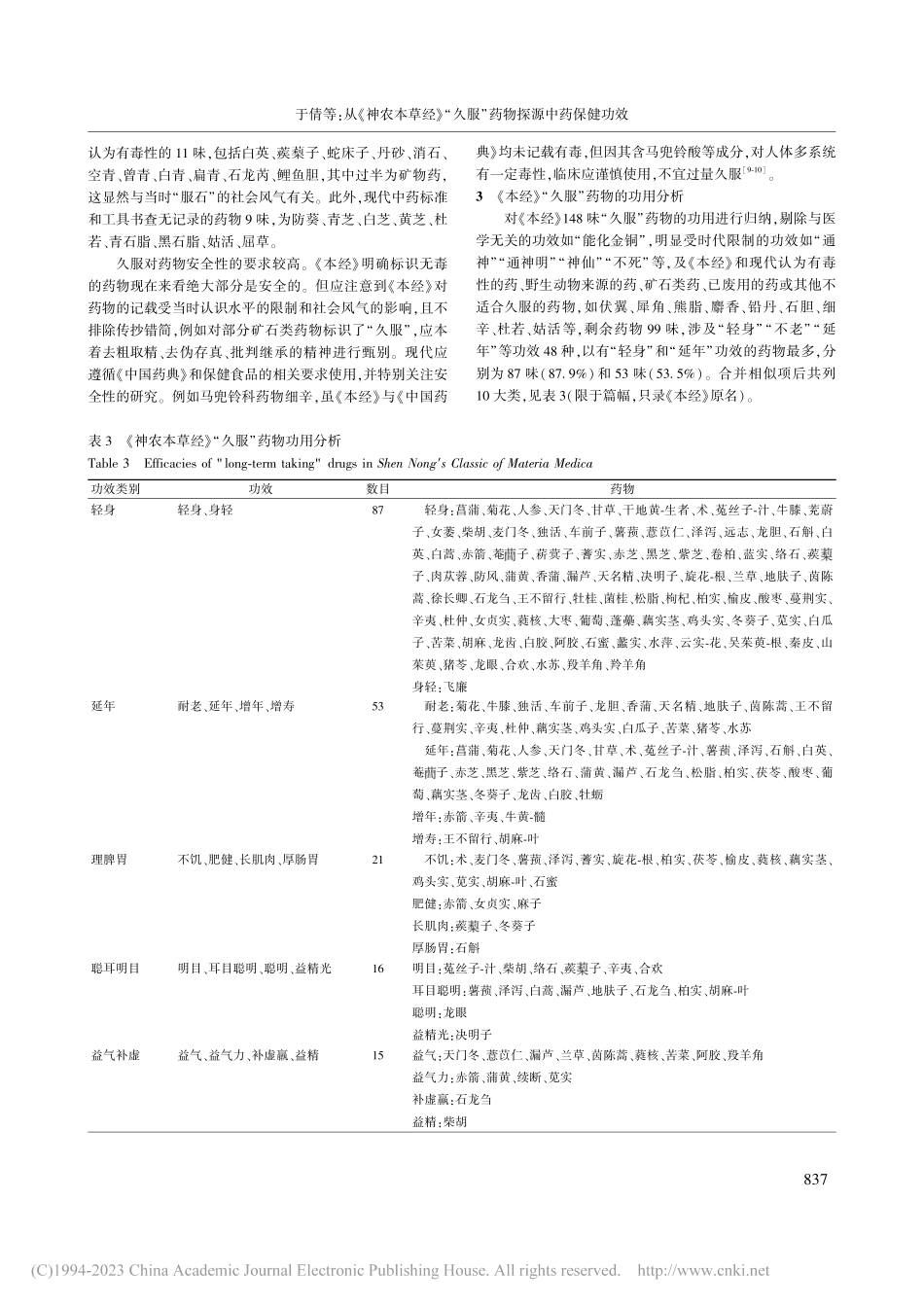 从《神农本草经》“久服”药物探源中药保健功效_于倩.pdf_第3页