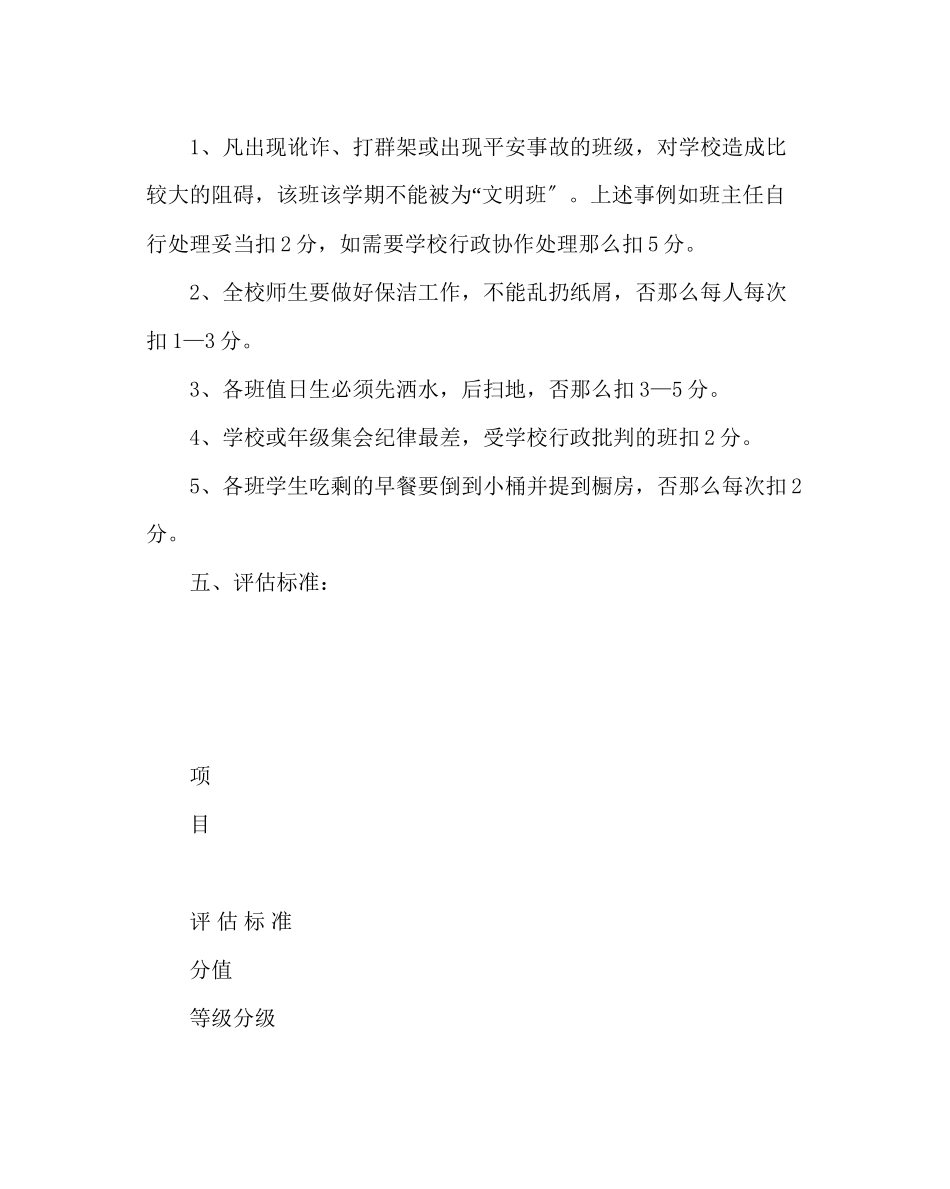 2023年政教处范文小学文明班评比方案.docx_第2页