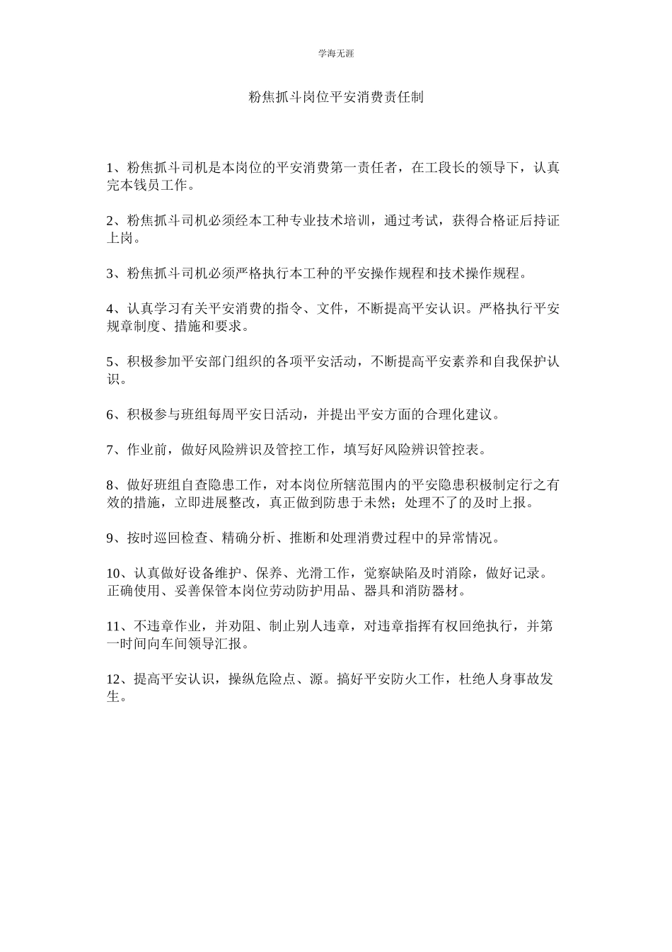 2023年粉焦抓斗岗位安全生产责任制范文.docx_第1页