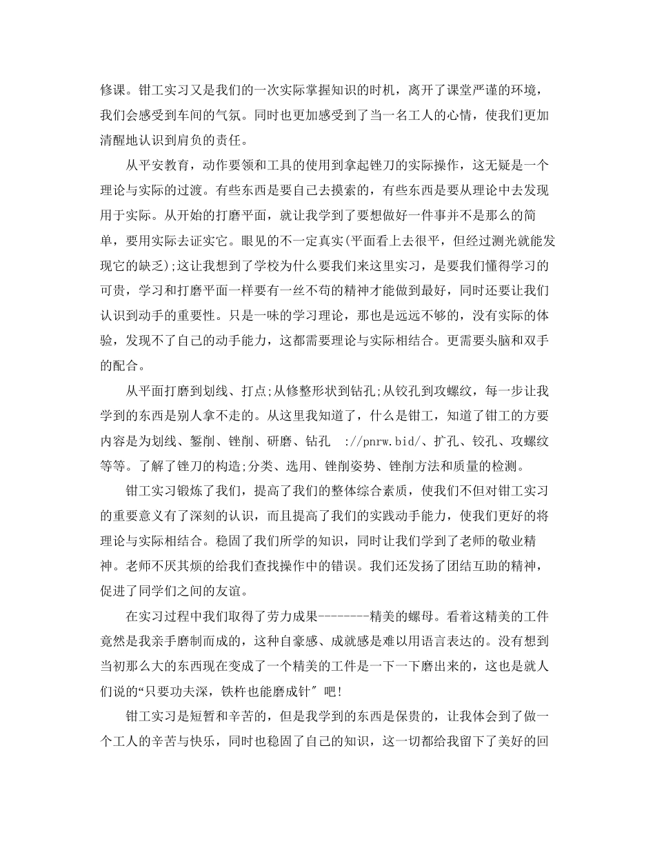 2023年钳工顶岗实习报告范文.docx_第2页