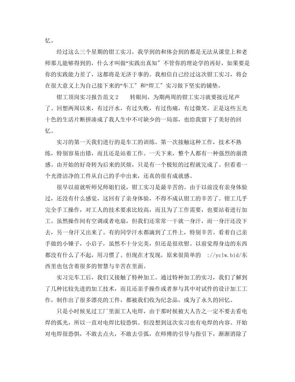 2023年钳工顶岗实习报告范文.docx_第3页