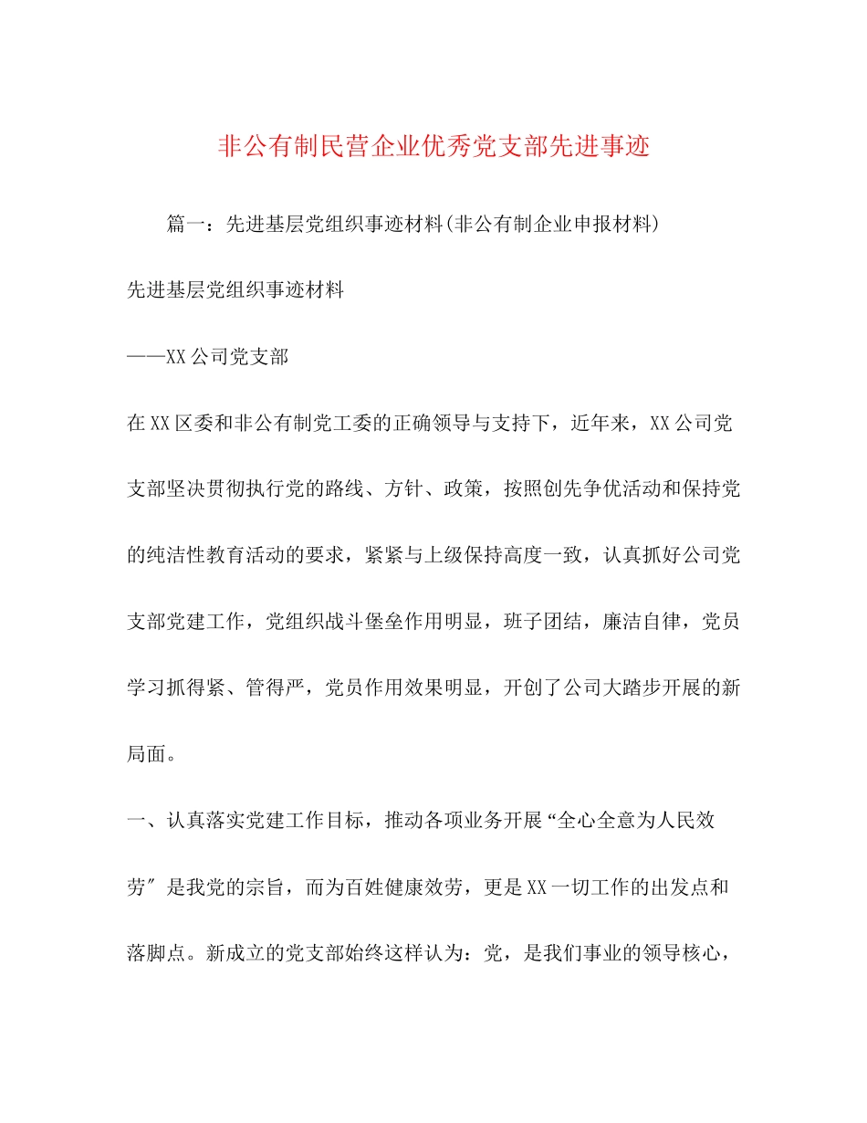 2023年非公有制民营企业优秀党支部先进事迹范文.docx_第1页