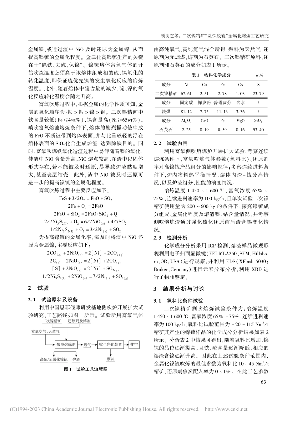 二次镍精矿“除铁脱硫”金属化熔炼工艺研究_顾明杰.pdf_第2页