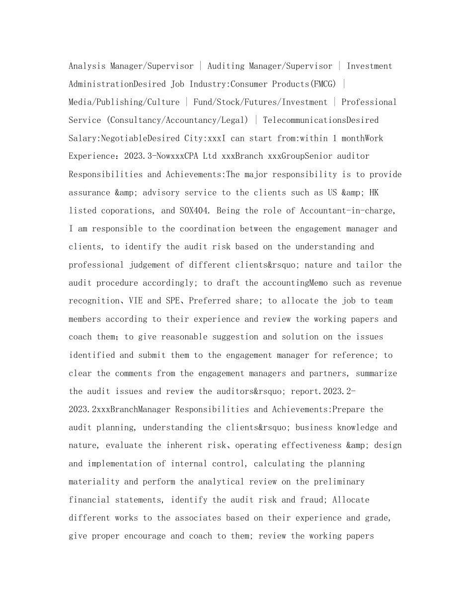 2023年审计经理英文简历表格.docx_第2页