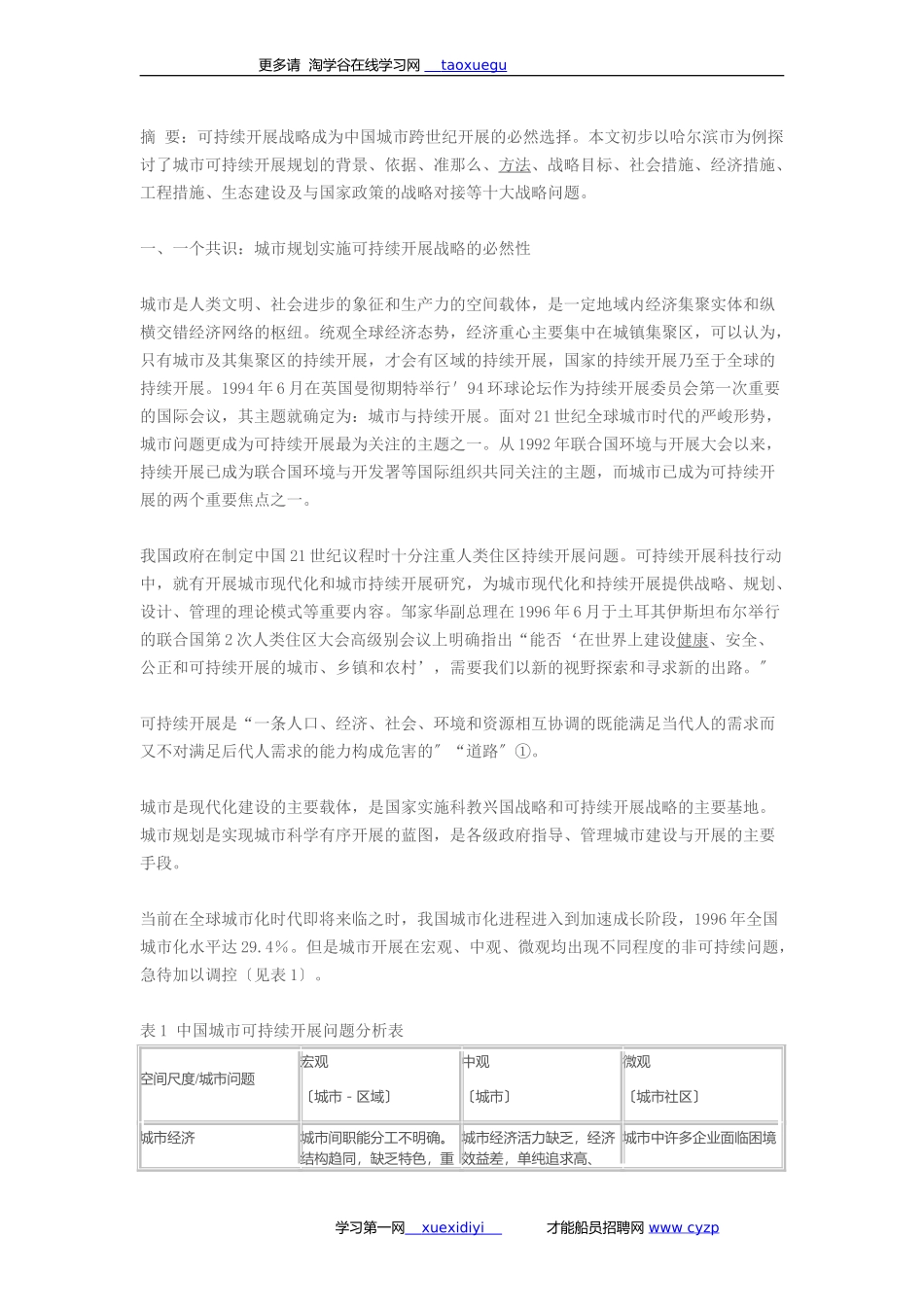 2023年试论城市可持续发展规划十大问题48829.doc_第1页
