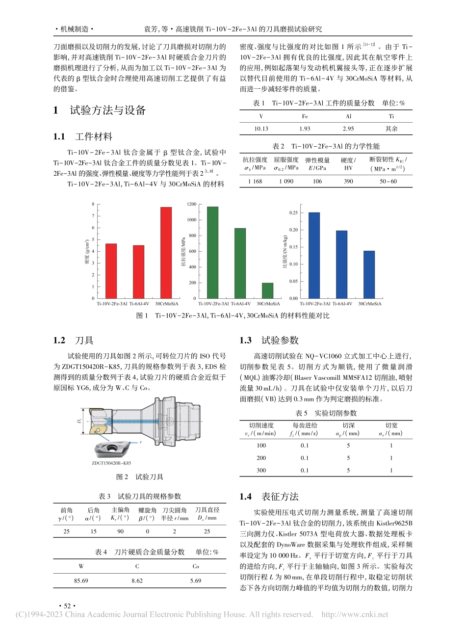 高速铣削Ti-10V-2F...-3Al的刀具磨损试验研究_袁芳.pdf_第2页