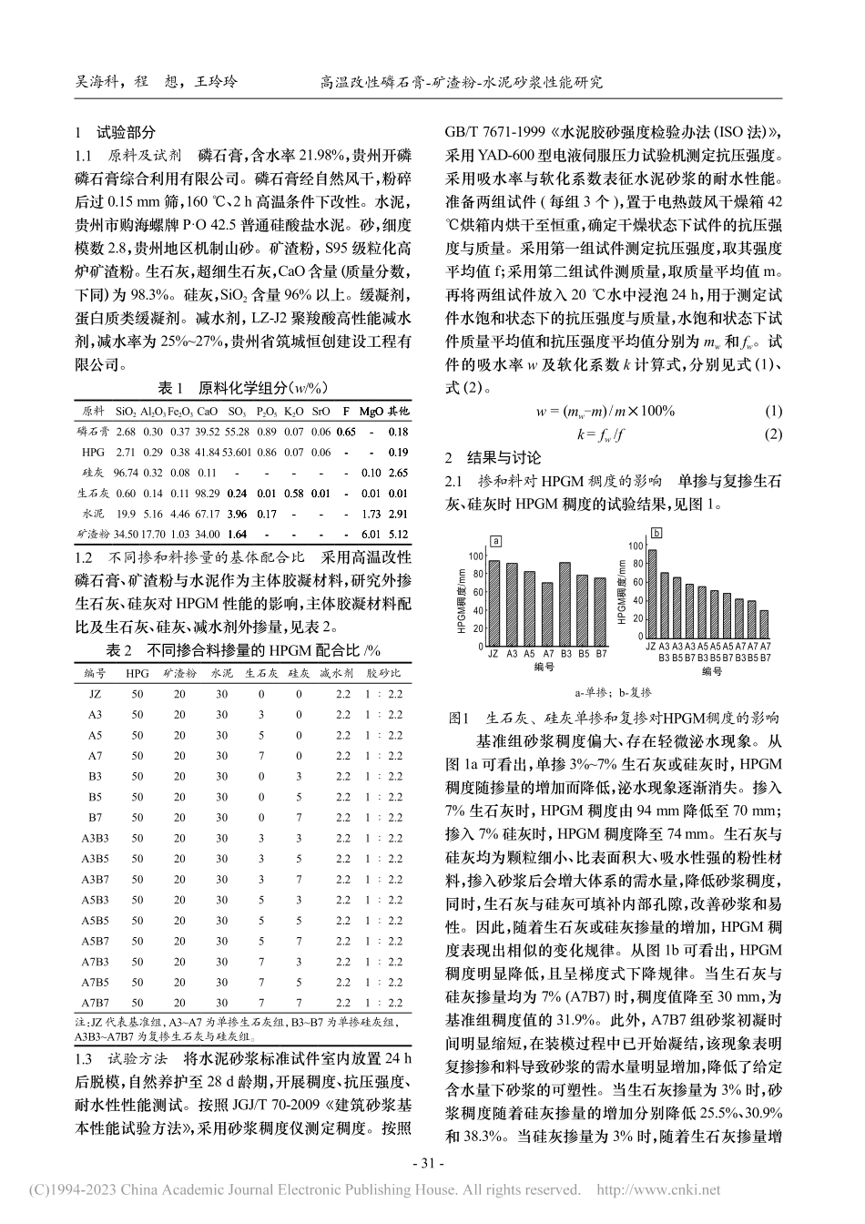 高温改性磷石膏-矿渣粉-水泥砂浆性能研究_吴海科.pdf_第2页