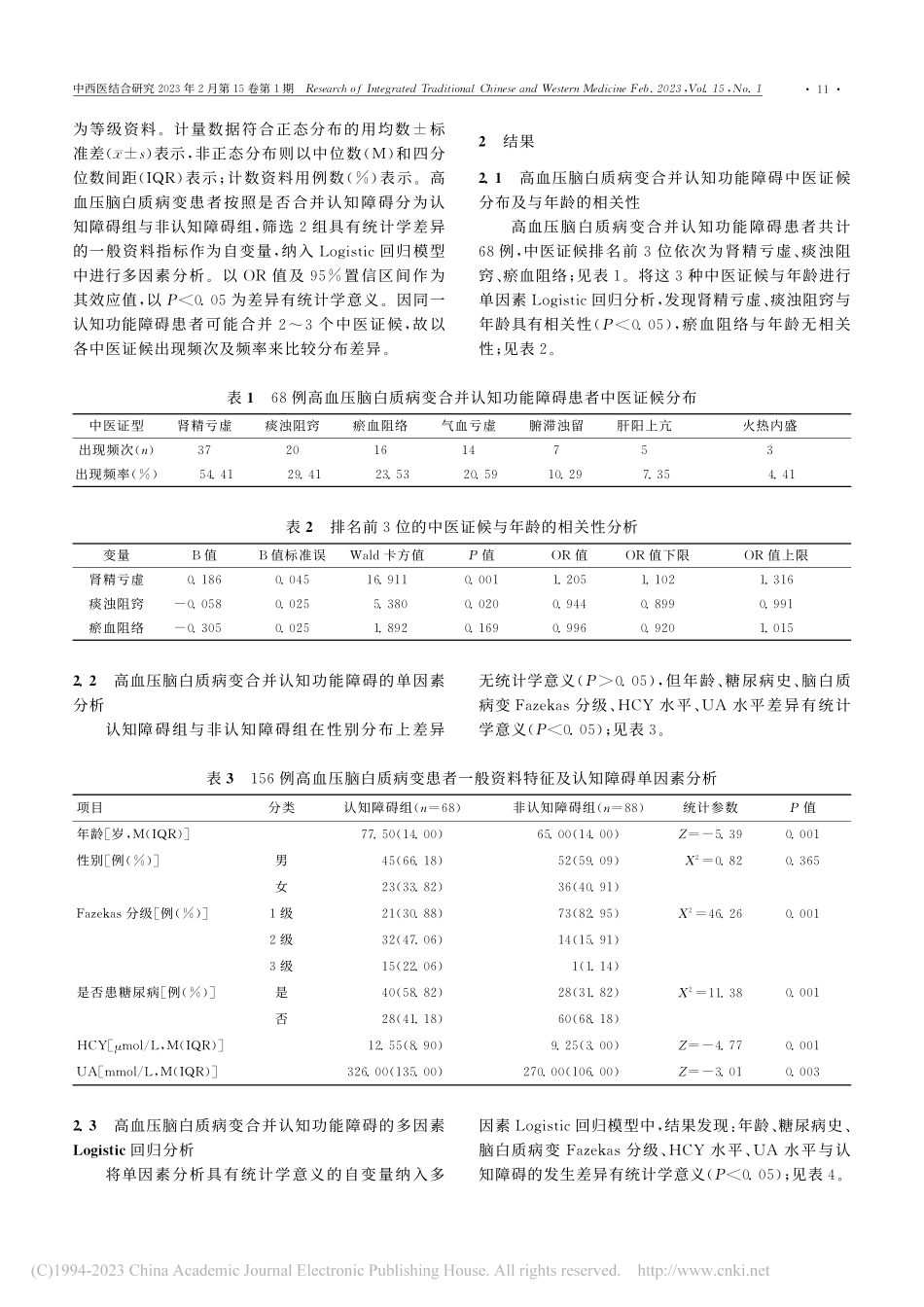 高血压脑白质病变患者出现认...中医证候分布及相关因素分析_王晓旭.pdf_第3页