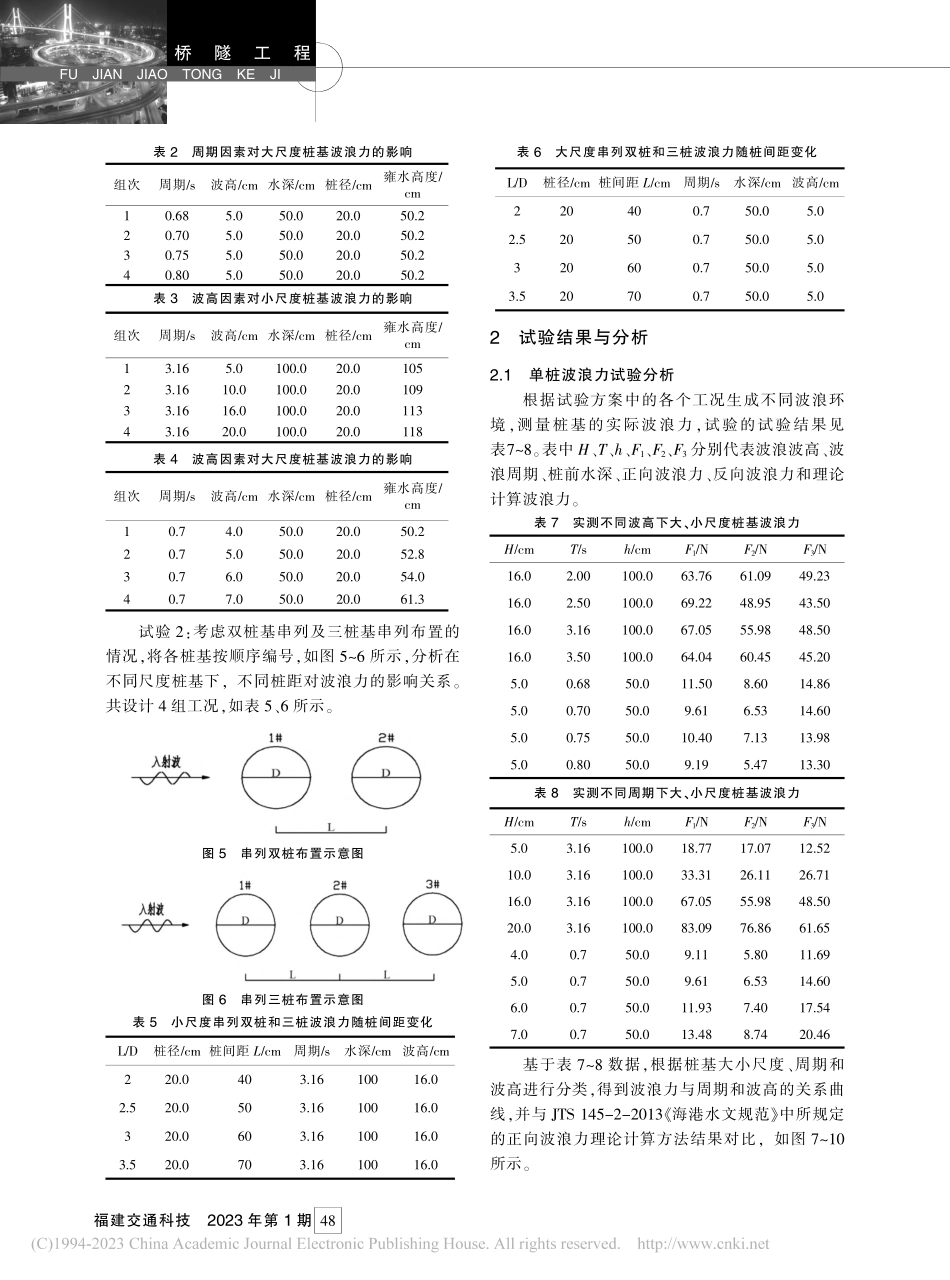 规则波浪作用下桩基础波浪力试验分析_陈文兴.pdf_第3页