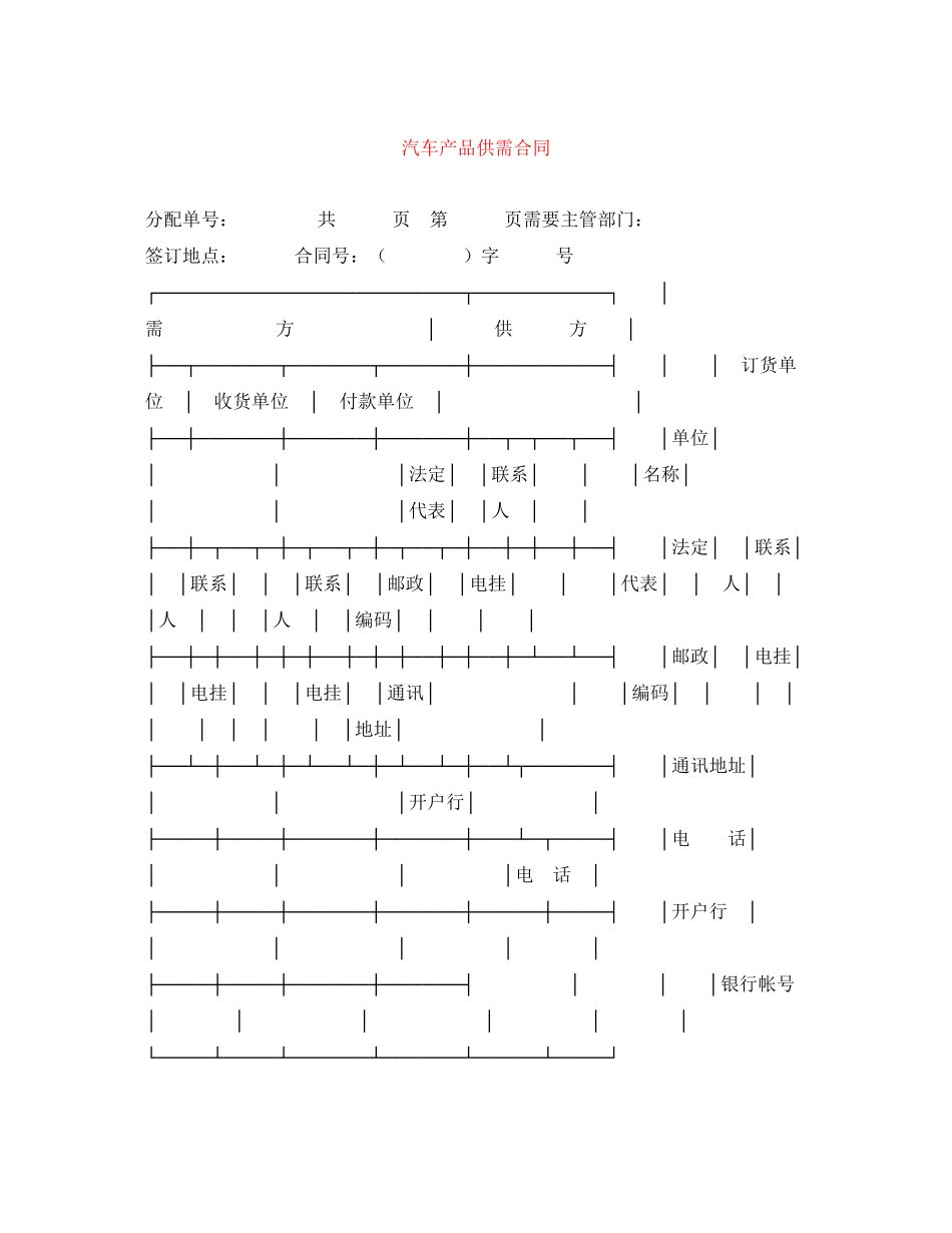 2023年汽车产品供需合同.docx_第1页