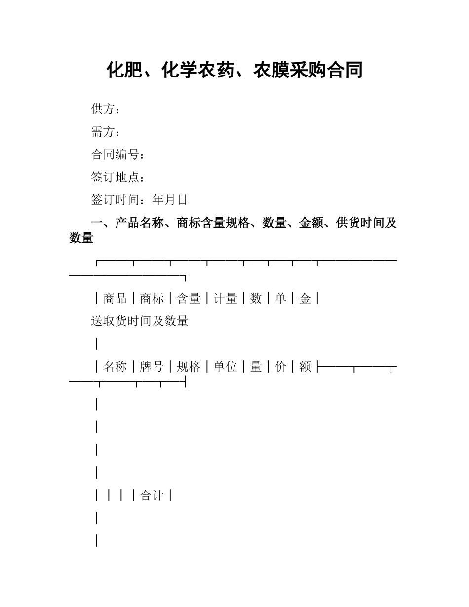 化肥、化学农药、农膜采购合同.docx_第1页