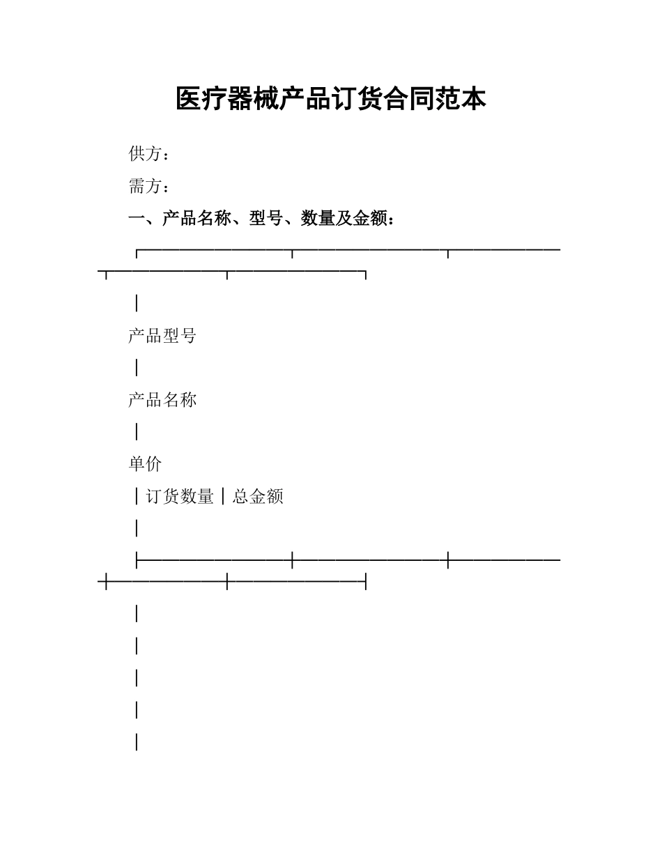 医疗器械产品订货合同范本.docx_第1页