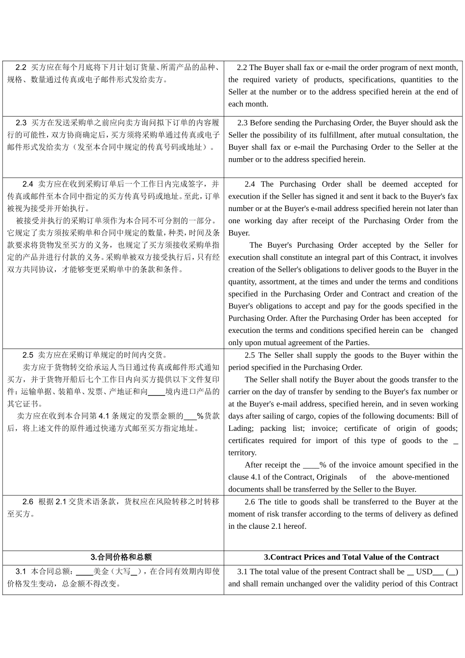 国际销售合同模板（含定金的）.doc_第2页