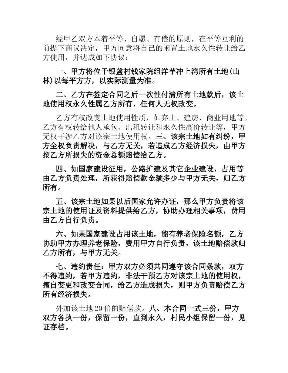 土地永久转让合同.docx_第3页