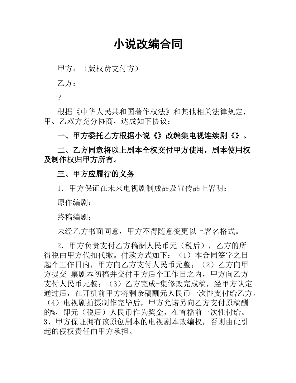 小说改编合同.docx_第1页