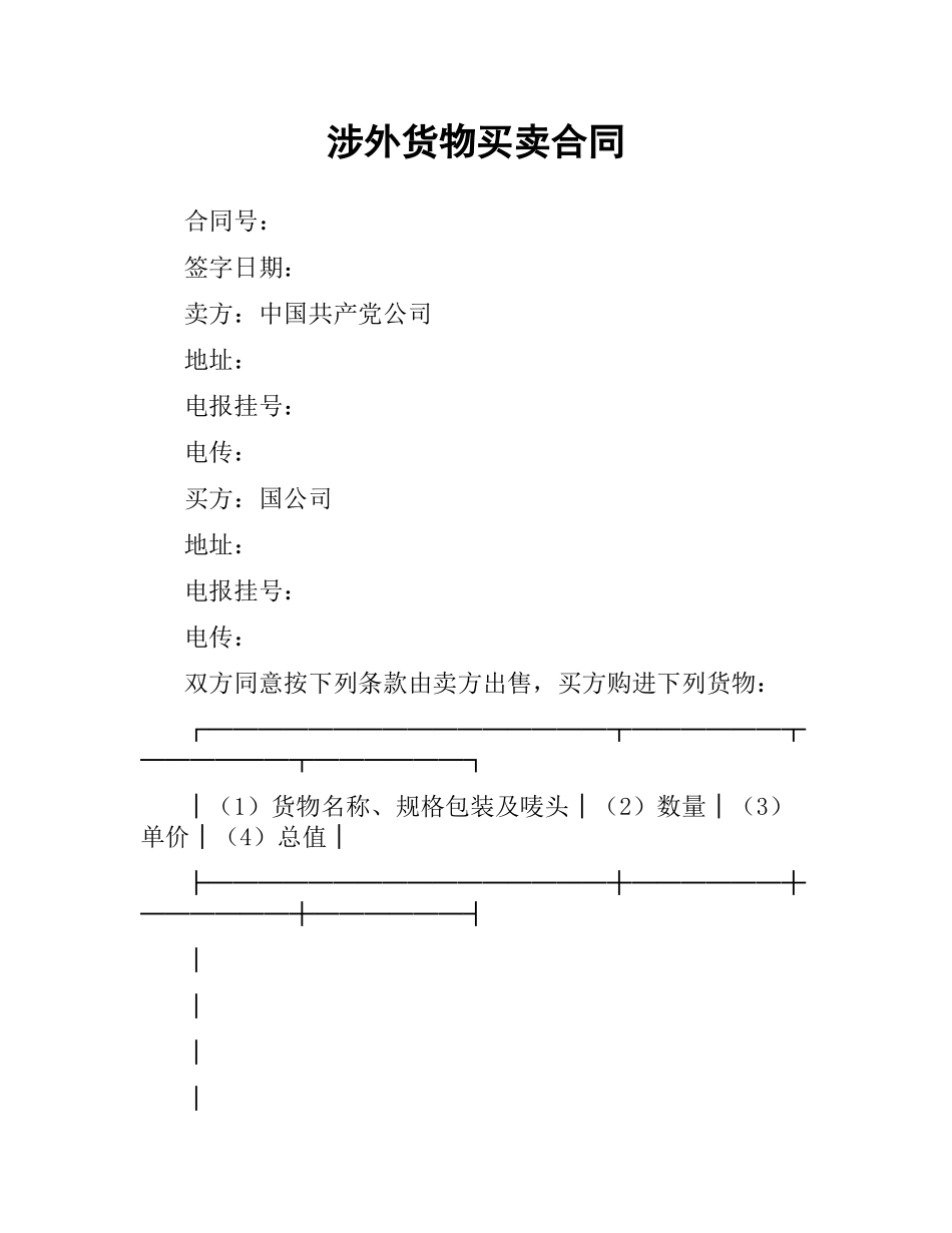 涉外货物买卖合同.docx_第1页