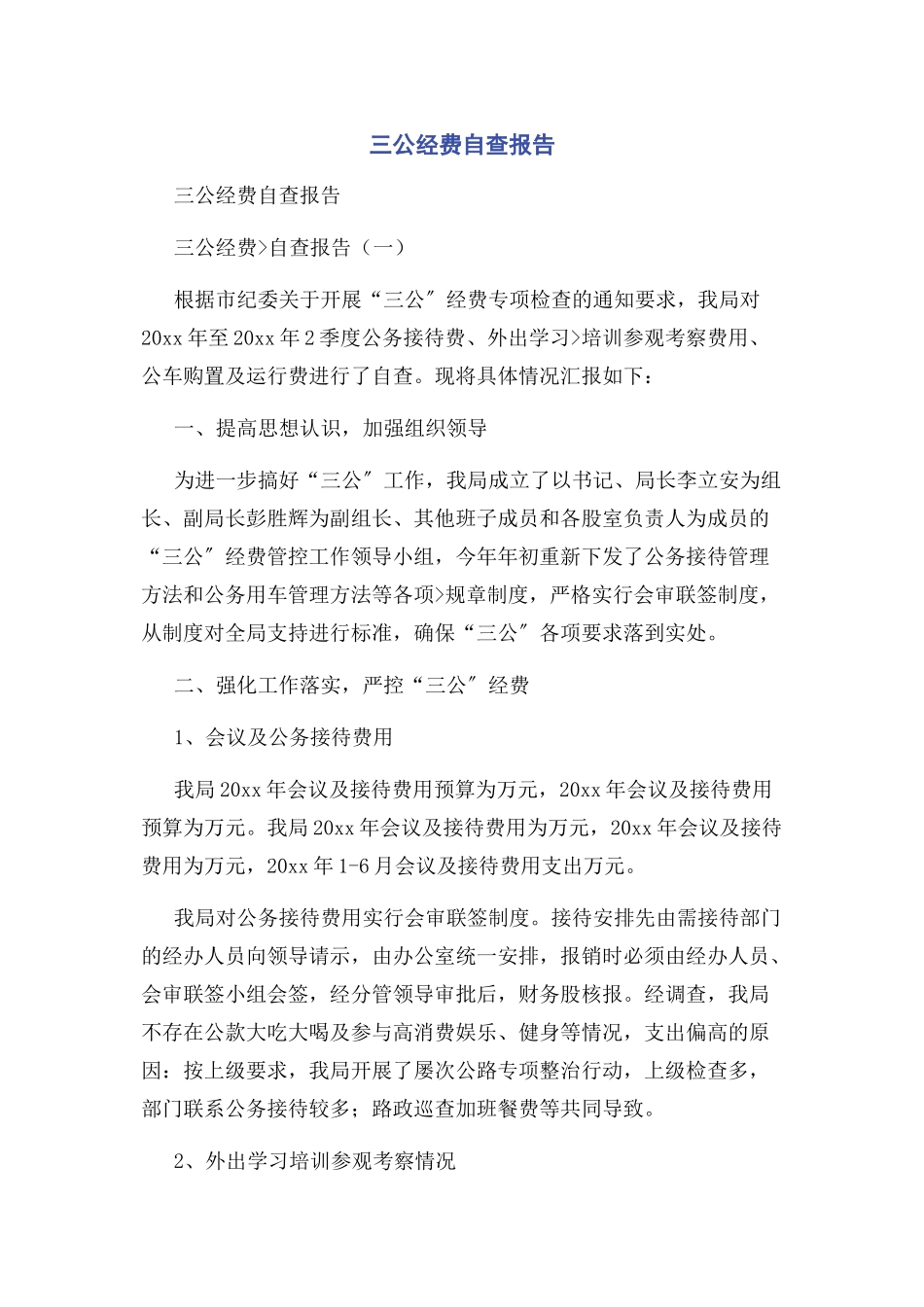 2023年三公经费自查报告.docx_第1页