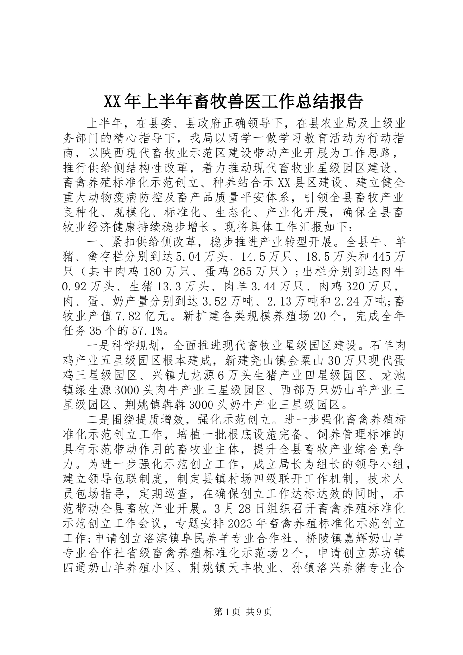 2023年上半年畜牧兽医工作总结报告.docx_第1页