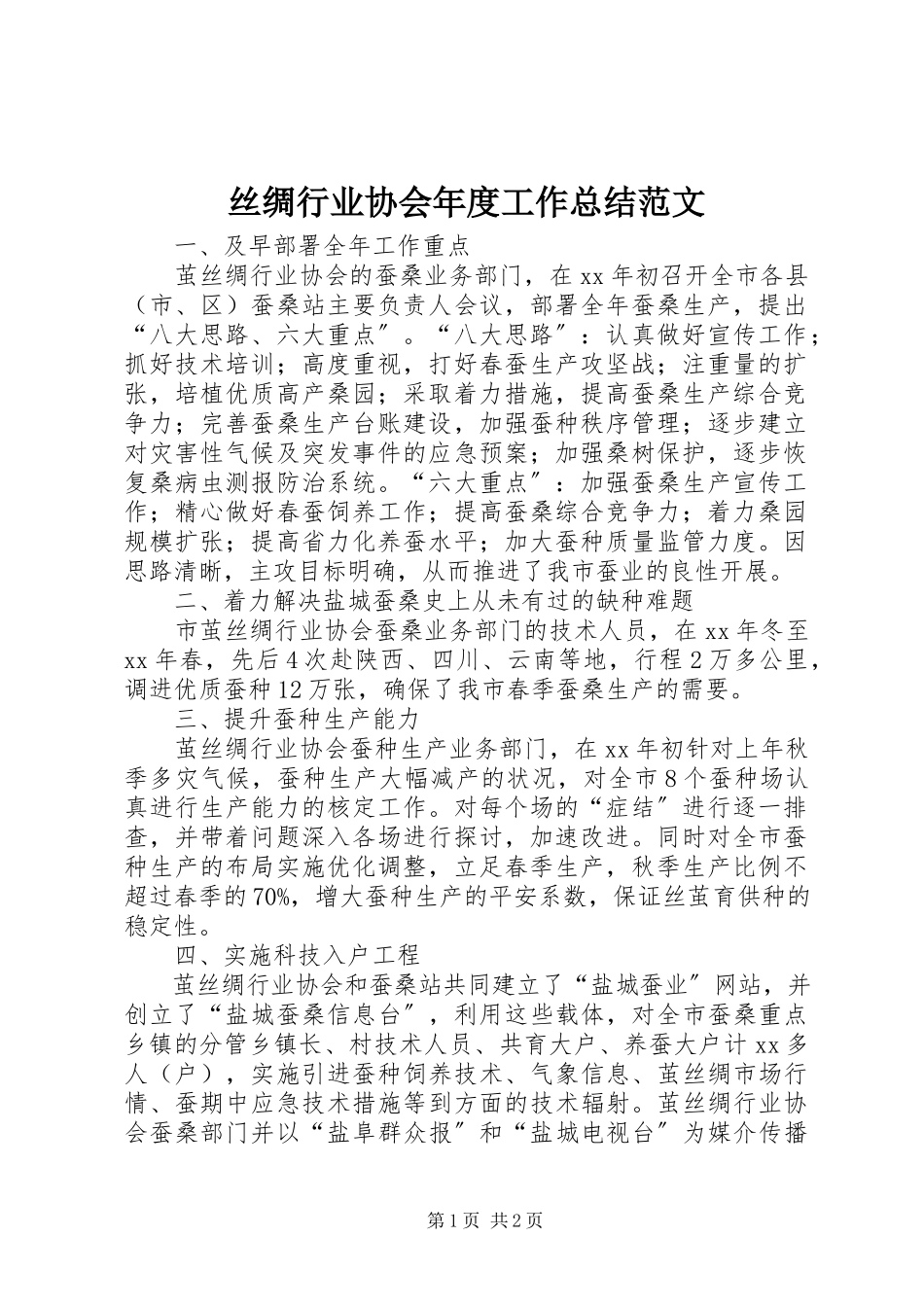 2023年丝绸行业协会年度工作总结2.docx_第1页