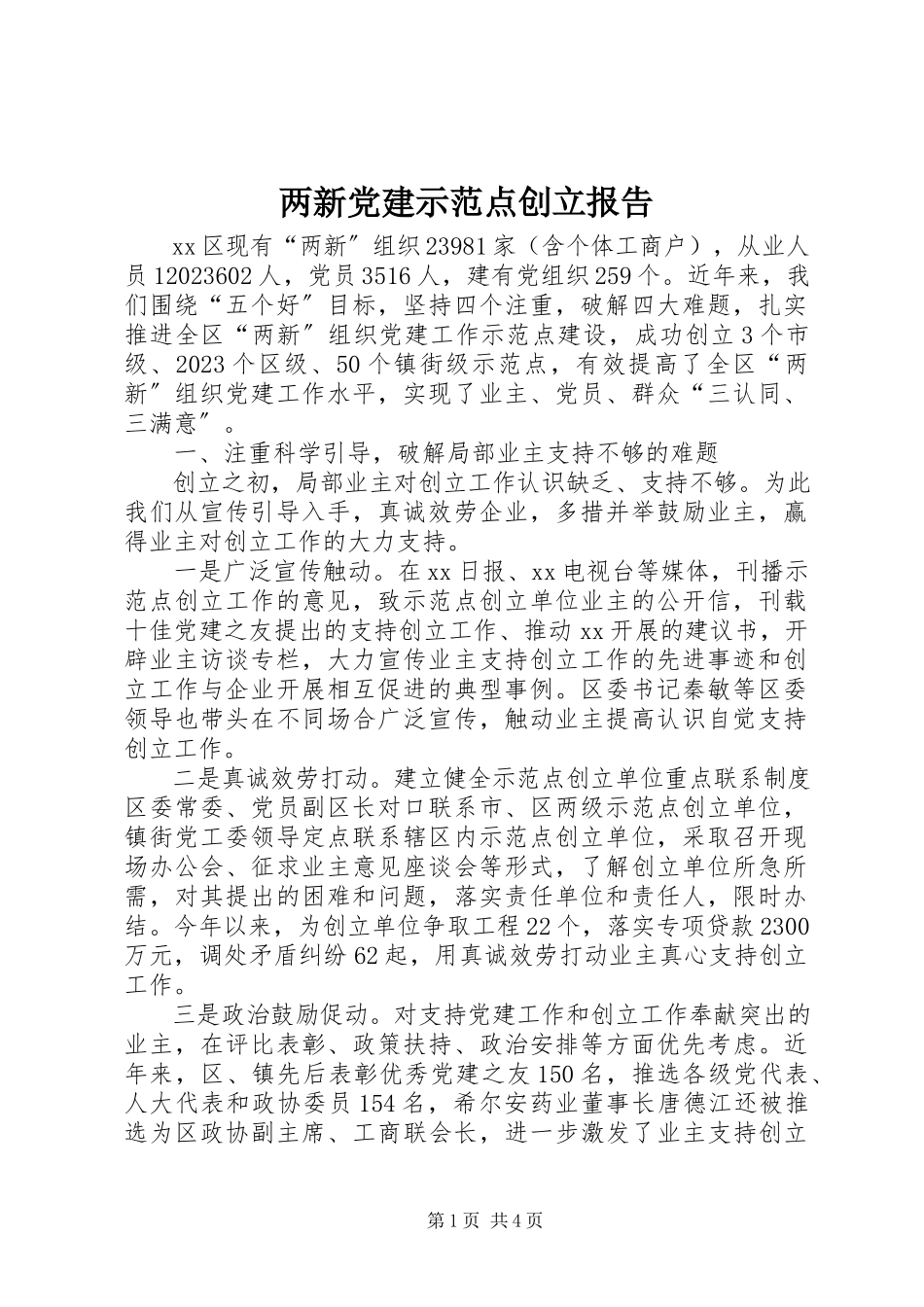 2023年两新党建示范点创建报告.docx_第1页