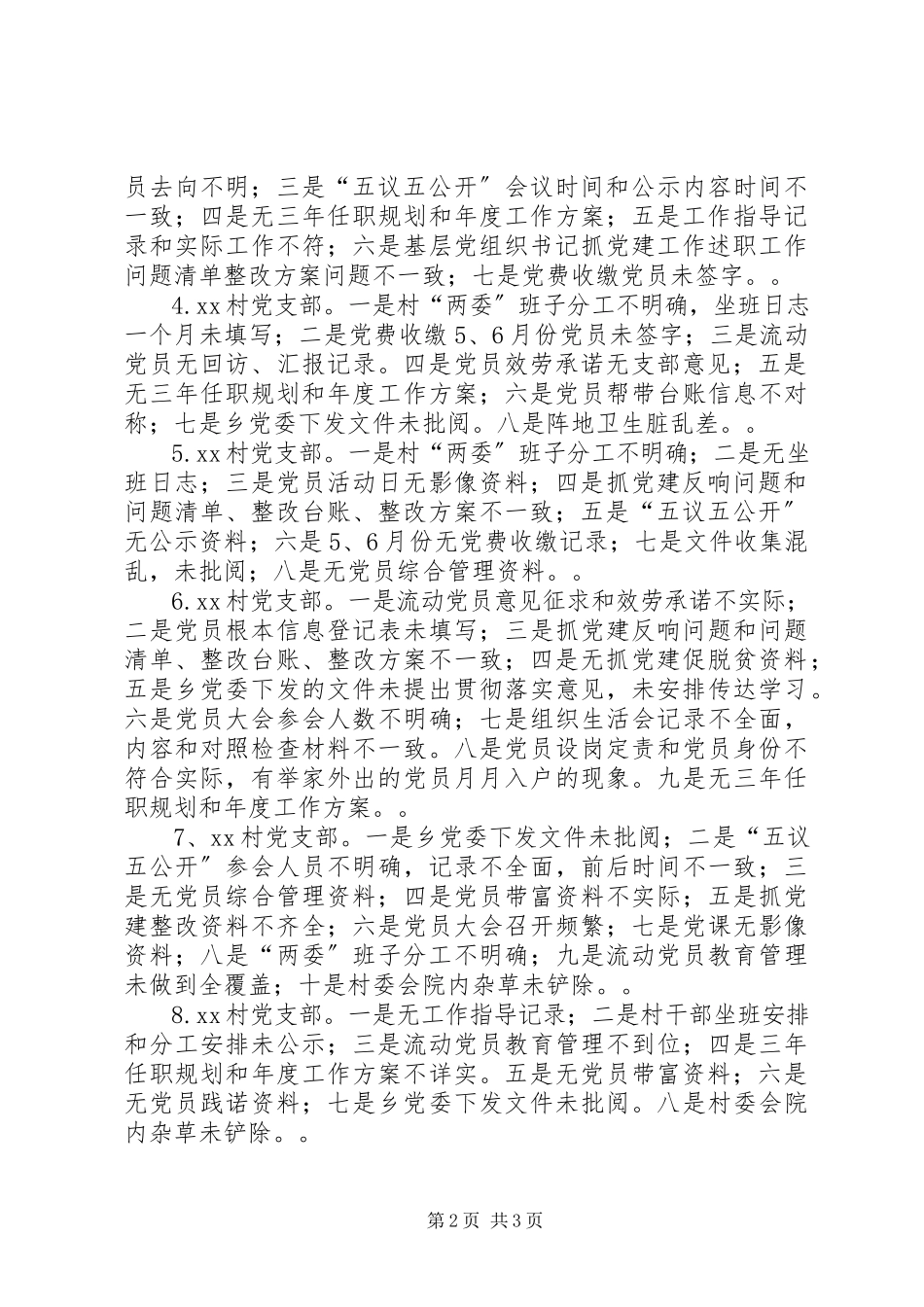 2023年乡镇上半年基层党建工作检查督查情况报告.docx_第2页