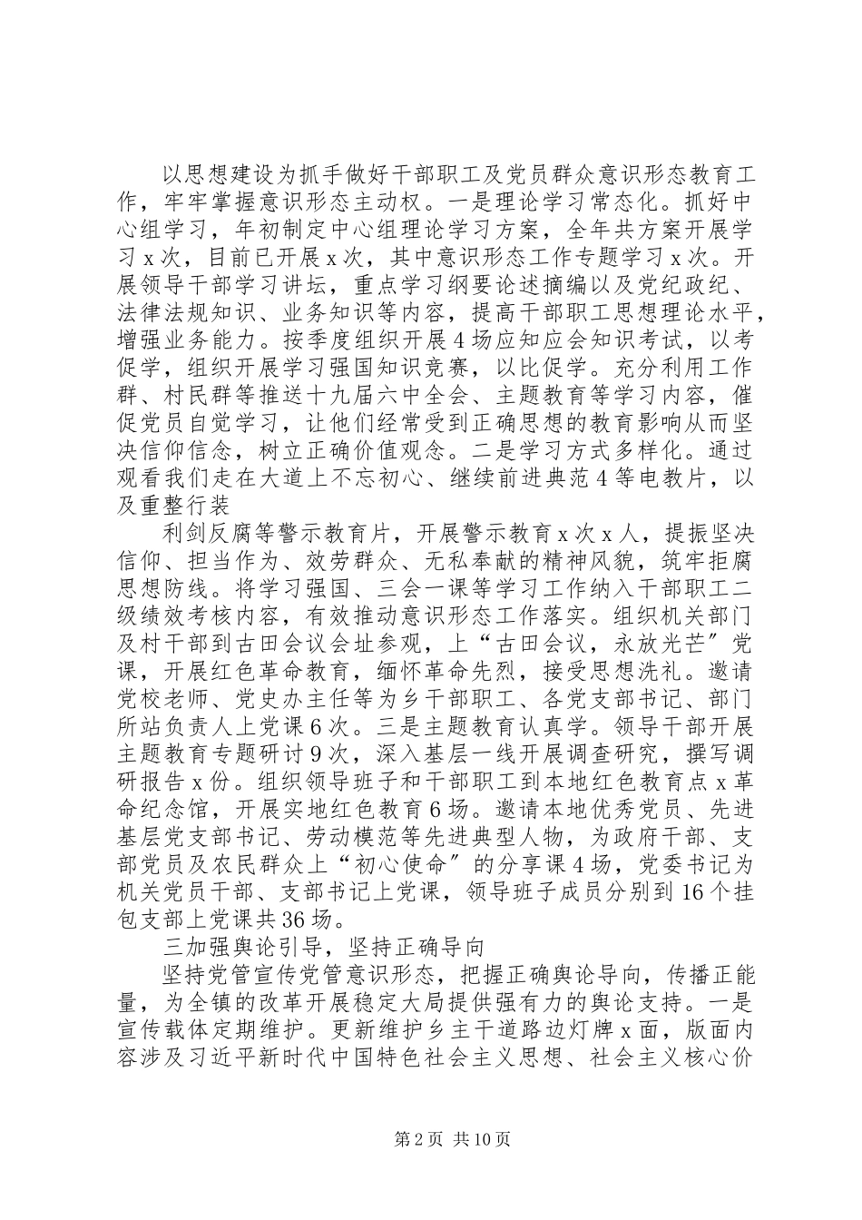 2023年乡镇意识工作情况总结报告2篇.docx_第2页